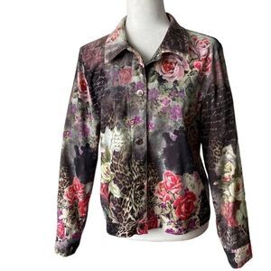Impulse Floral Bomber Jacket Retro Pop Art Deco USA M